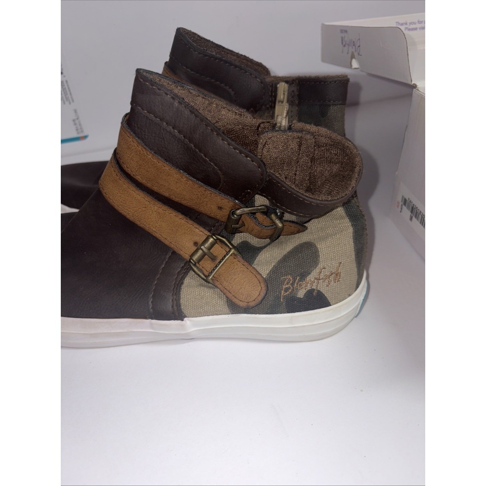 Blowfish Sz 9 women Malibu lace up camouflage mid top sneakers Shoes Leather -R1 - Picture 4 of 7
